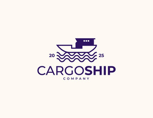 Cargo ship and sea logo concept for shipping industrial