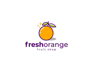 Fresh orange juicy tropical fruit logo