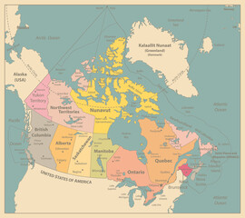 Canada Map Retro Map
