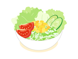 野菜たっぷりのサラダのイラスト
