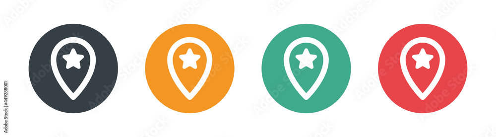 Poster favorite location pin vector icon. star favorite pin map icon. map markers. vector illustration