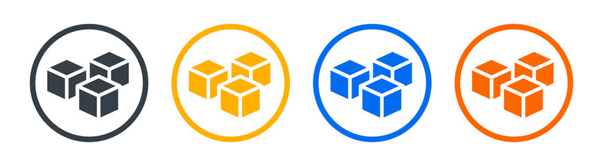 Sugar cubes icon set isolated on white background.