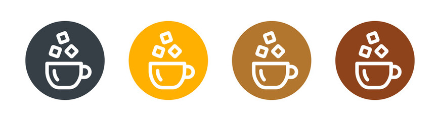 Coffee cup with sugar cube icon. Added sugar, sweet icon symbol vector illustration