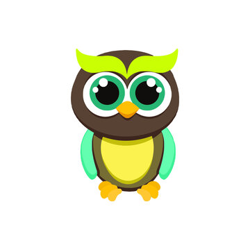 colored owl cartoon graphic template