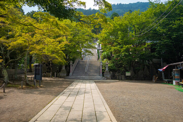 Obraz premium 神奈川県伊勢原市、秦野市、厚木市の大山を登山している風景 Scenery of climbing Mt. Oyama in Isehara City, Hadano City, and Atsugi City, Kanagawa Prefecture.