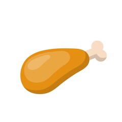 Vector comic cartoon illustration of chicken drumstick or meat isolated on white background