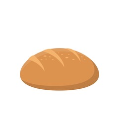 Vector comic cartoon illustration of round bread isolated on white background