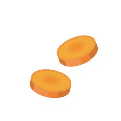 Vector comic cartoon illustration of carrot slice with cross section isolated on white background