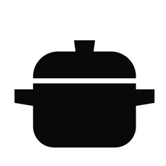 両手鍋のシンプルなアイコン/白背景