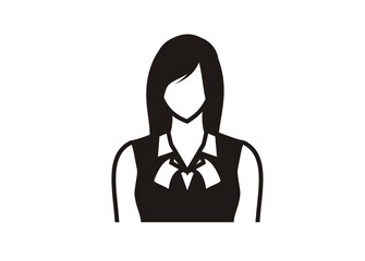 Female employee simple illustration in black and white.