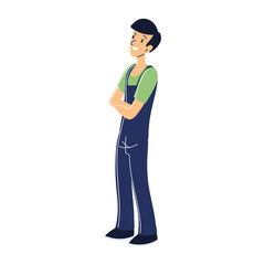 male worker in overalls
