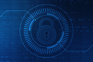 Closed Padlock on digital background, Technology security concept. Cyber Security and network protection Concept, personal data security