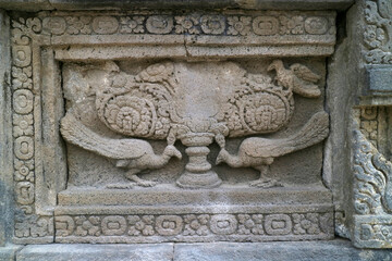 Yogyakarta Indonesia May 5, 2021 Antique and classic reliefs at Prambanan Temple, this area is now become a historical tourist spot for tourists