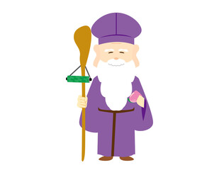 可愛い寿老人のベクターイラスト