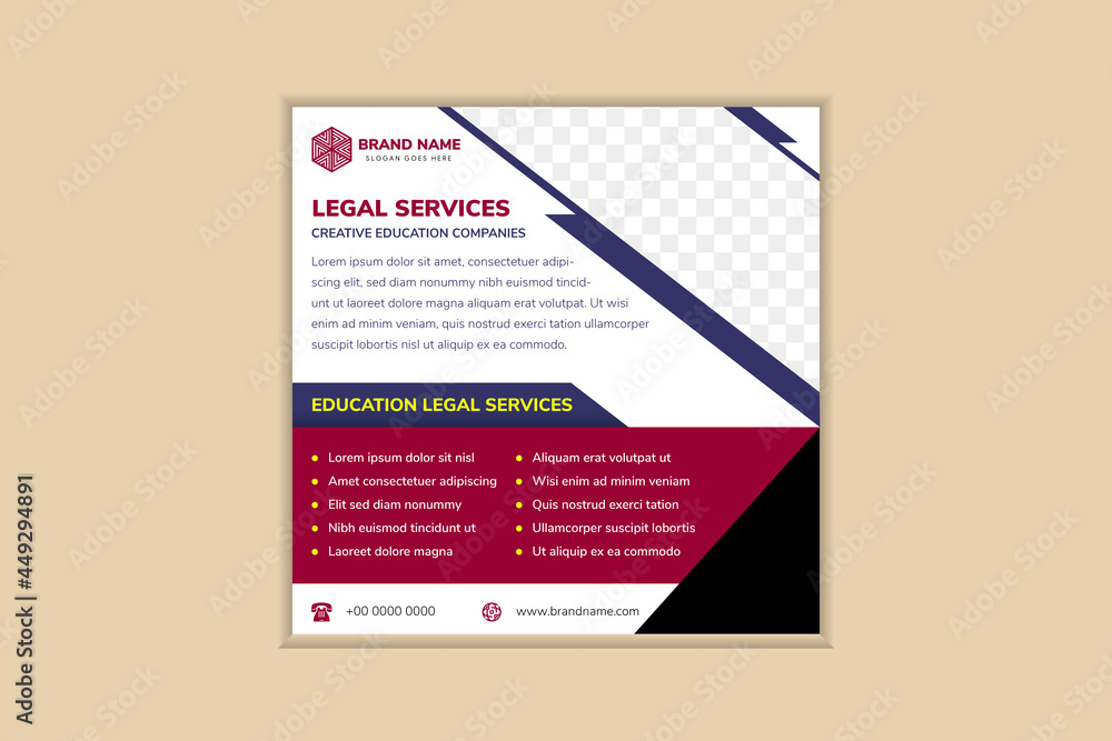 Poster design white square web banners for social media with diagonal shape place for photo. square templat