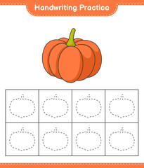Handwriting practice. Tracing lines of Pumpkin. Educational children game, printable worksheet, vector illustration