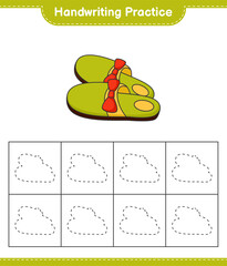 Handwriting practice. Tracing lines of Slippers. Educational children game, printable worksheet, vector illustration