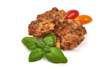 Fried minced meat cutlets, isolated on white background. High resolution image.