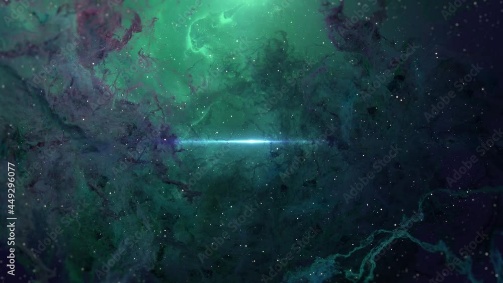 Wall mural nebula though light space with star glow in a seamless loop. this clip is a tube cloud nebula fly th