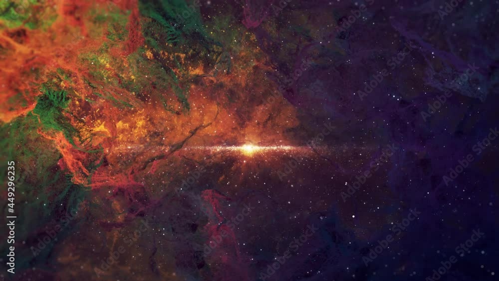 Wall mural nebula though light space with star glow in a seamless loop. this clip is a tube cloud nebula fly th