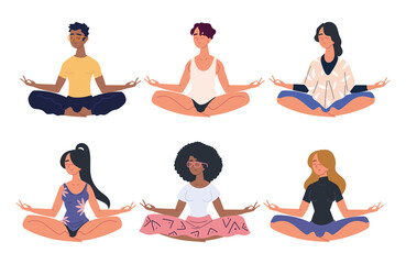 people meditating in lotus posture