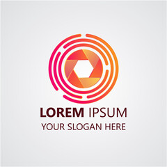 eye logo design template. creative camera vision logotype. eye illustration vector