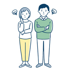 困っているカップル／全身