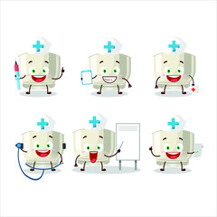 Doctor profession emoticon with glass of sake cartoon character. Vector illustration