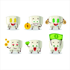 Glass of sake cartoon character with cute emoticon bring money. Vector illustration