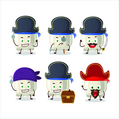 Cartoon character of glass of sake with various pirates  emoticons. Vector illustration