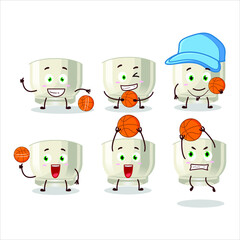 Talented glass of sake cartoon character as a basketball athlete. Vector illustration