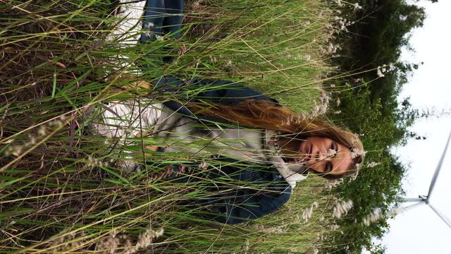 Instagram russian model posing for regulars at windmill farm