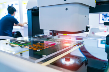 Robotic vision sensor camera system in intellegence pcb factory,manufacturing industry for industry...