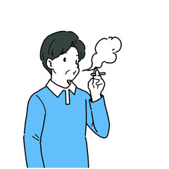 喫煙をするシニア男性のイラスト