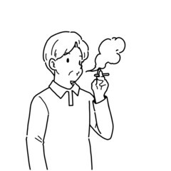 喫煙をするシニア男性のイラスト