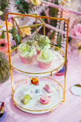 Wedding decoration with colorful cakes