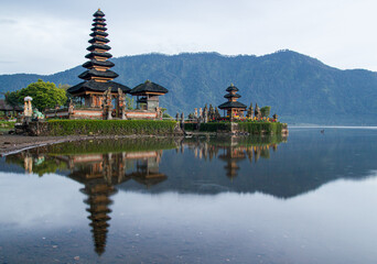 Ulun Danu Brantan Temple, A Hindu Temple in the Lake in Bali, Indonesia, This temple is submerged partially during high tide