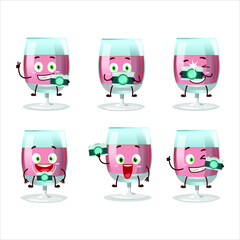 Photographer profession emoticon with rose wine cartoon character. Vector illustration