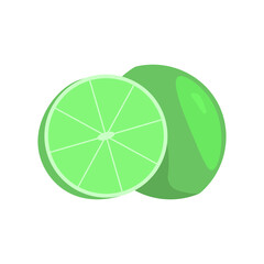 illustration of a green lime fruit. sour orange. fruit and food. flat cartoon style. vector design