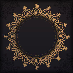 Luxurious vector preparation of postcards in black color with vintage ornaments. Template for design printable invitation card with mandala patterns.