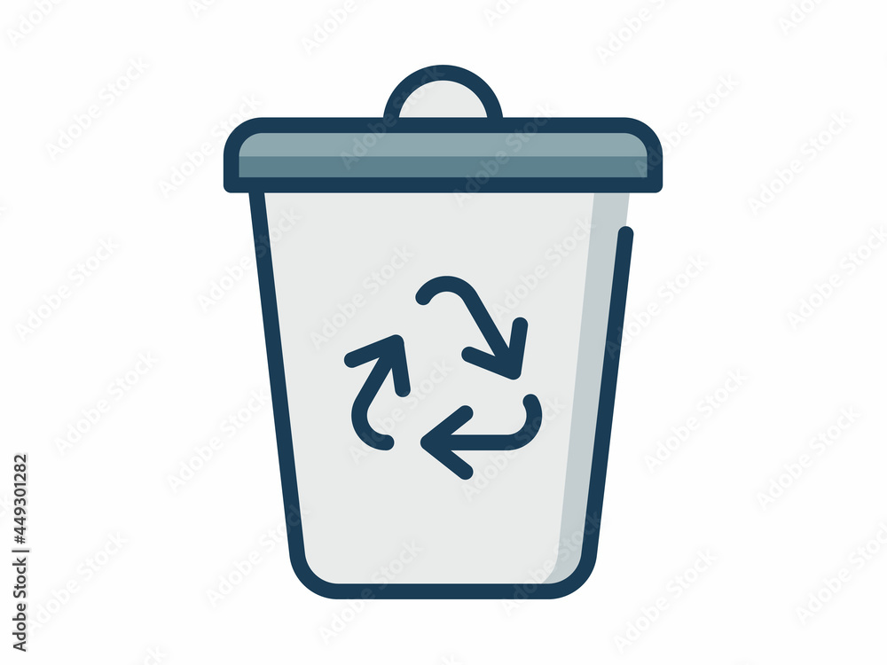 Poster recycle bin trash waste recycling garbage single isolated icon with filled line style