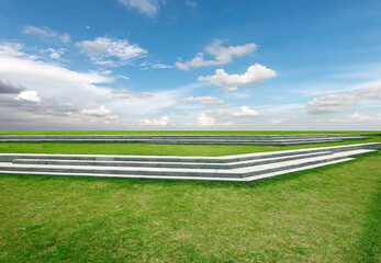  Feldspar steps and grass under clear sky