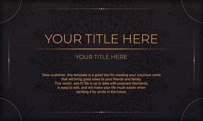 Luxury vector banner with vintage ornaments and text place. Template for print design invitation card with mandala ornament. - obrazy, fototapety, plakaty