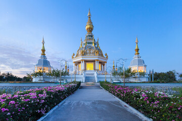 Wat thung setthi is a beautiful temple at sunset sky  in Khon Kaen thailand