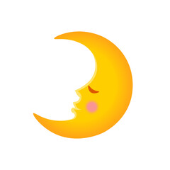  Cartoon illustration of a sleeping month for kids.Vector