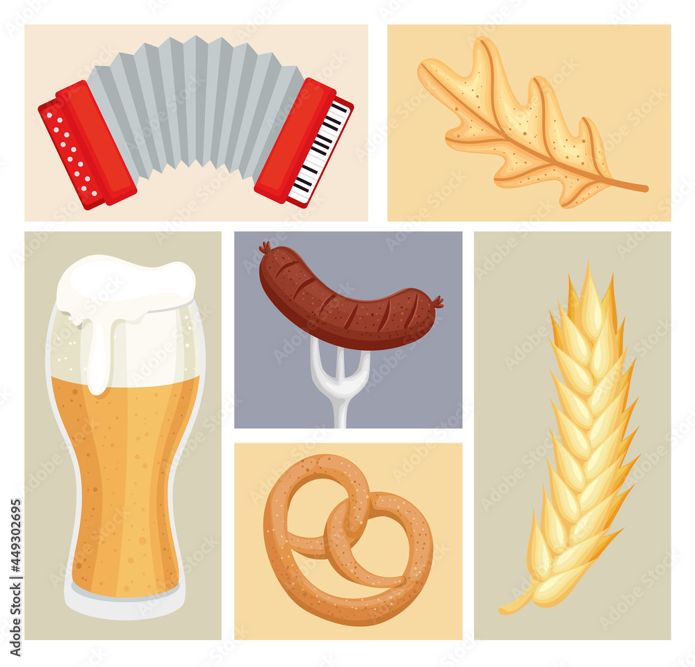 Poster set of oktoberfest objects