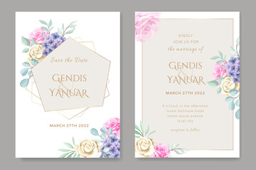 beautiful wedding invitation with floral template