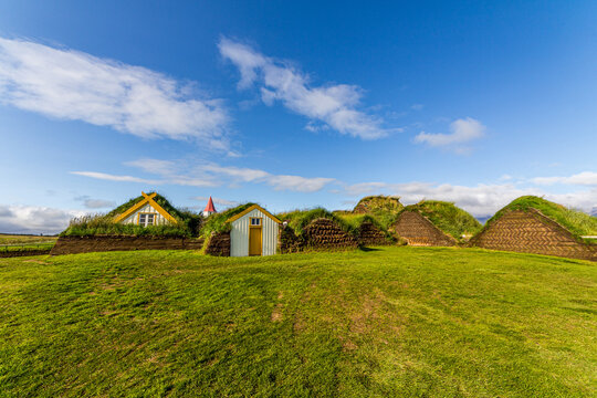 Beautiful turf houses in Glaumbaer in Iceland