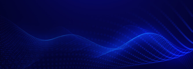 Technology network background, data technology futuristic background, Wave line connection blue particular, Global world network and telecommunication	