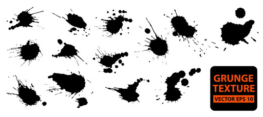 Grunge splash set. Abstract drawing. Modern background design.  Abstract liquid shape. Ink splashes.